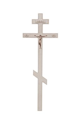 Крест из литьевого мрамора Строгий белый с Иисусом